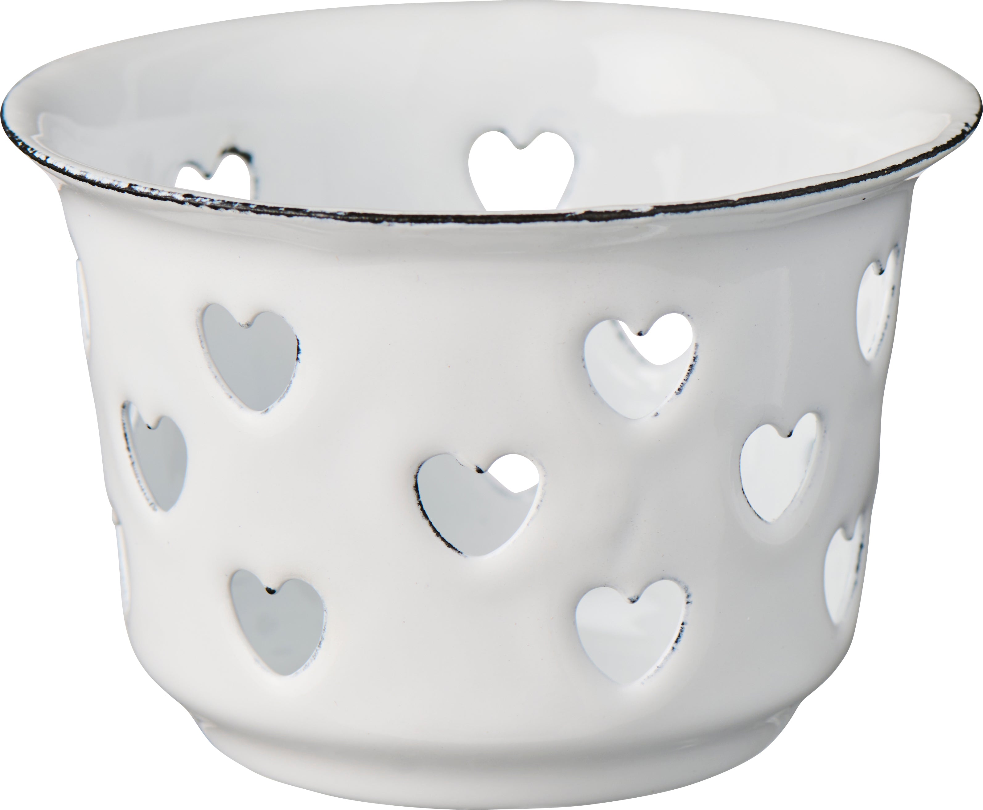 Ib Laursen / Kerzenhalter f/Teelicht m/Herzen Emaille