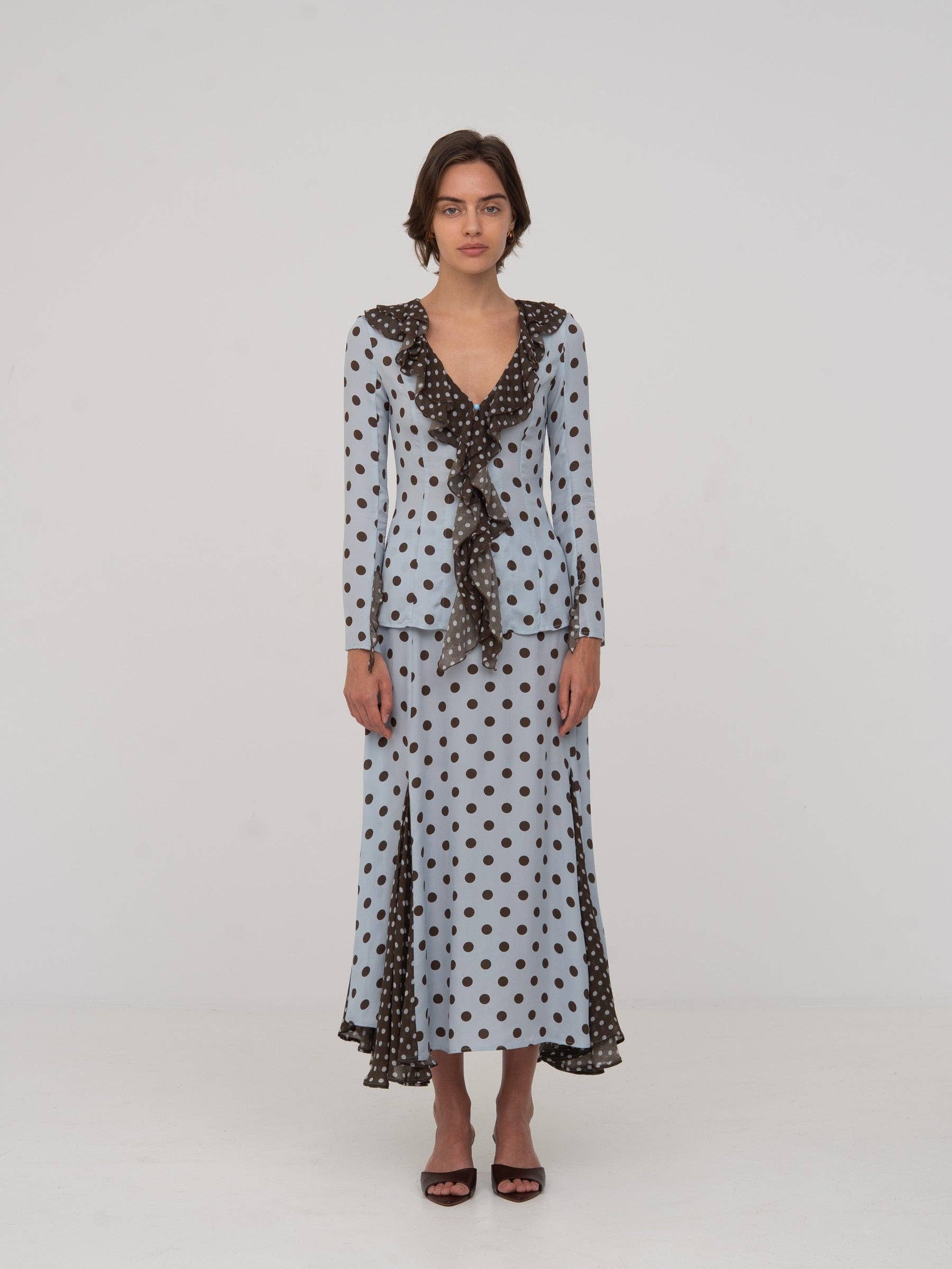 Carmen Say, New Blue Polka Dot Skirt