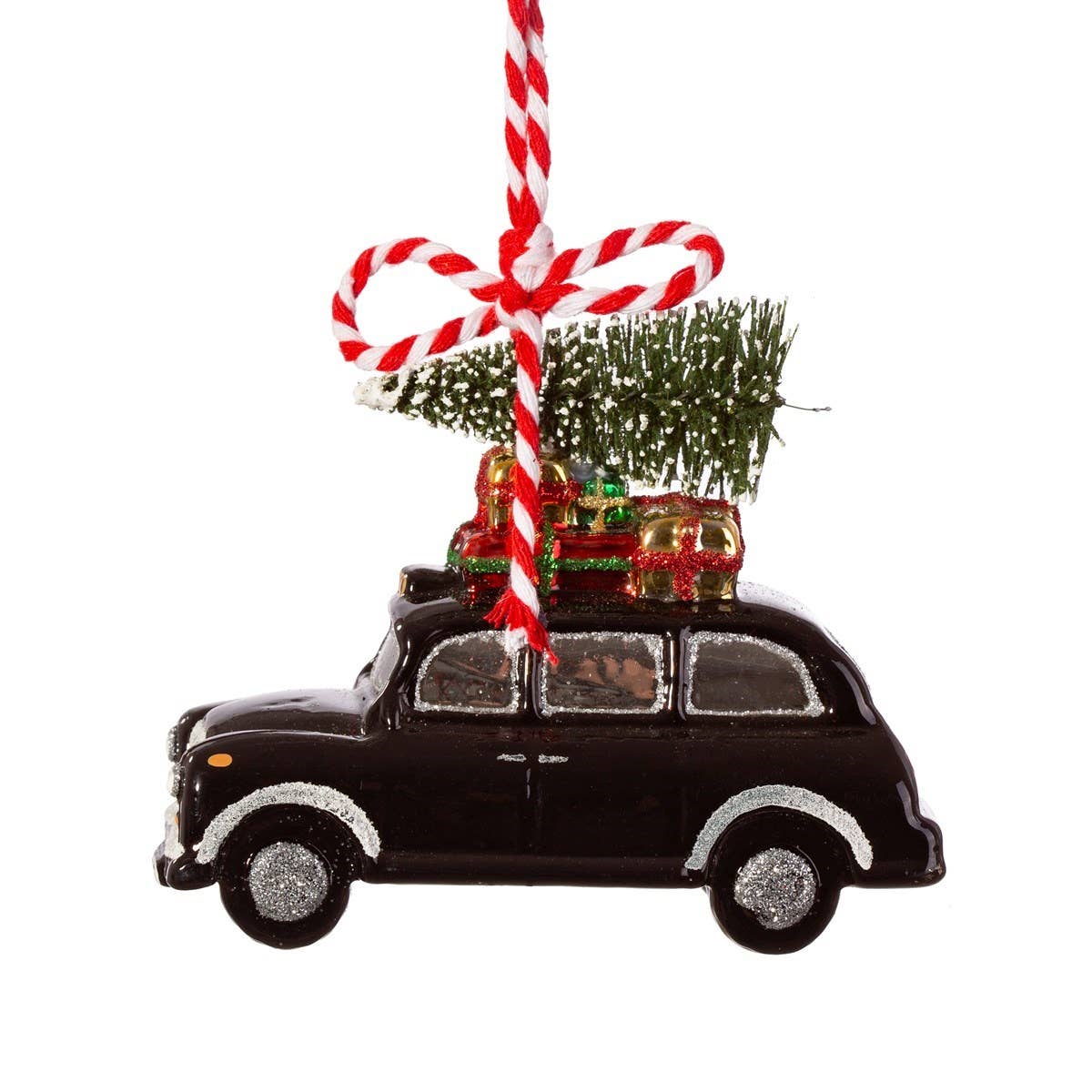 Weihnachtsbaumkugel in Form eines Londoner Taxis, schwarz