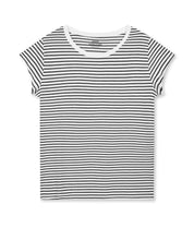 Mads Nørgaard / Fine Jersey Stripe Teasy Tee FAV / White/Black