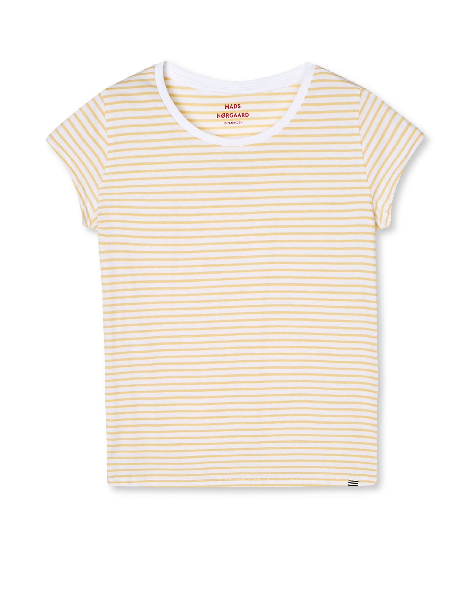 Mads Nørgaard / Fine Jersey Stripe Teasy Tee FAV / Brilliant White/Straw