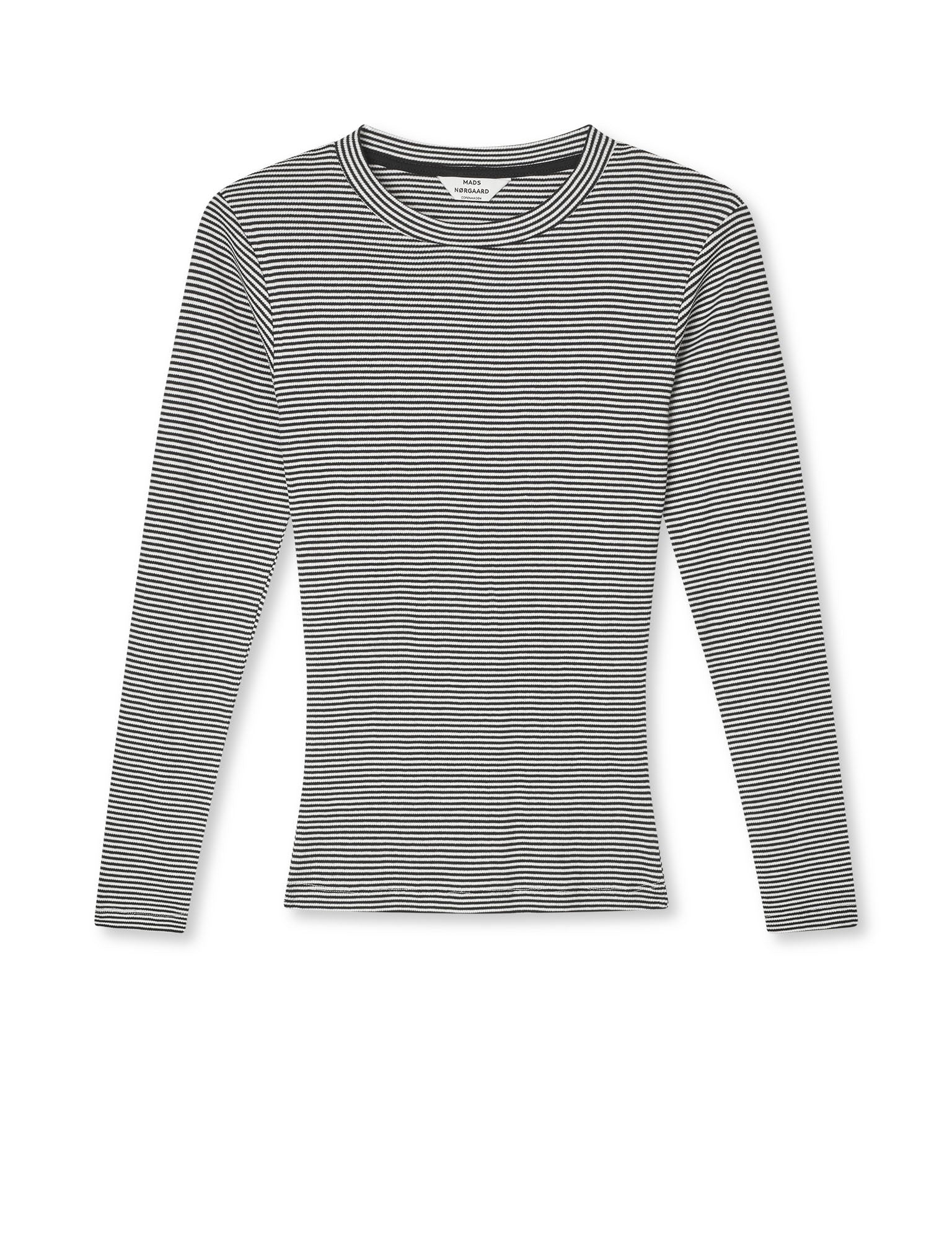 Mads Nørgaard / 2x2 Cotton Stripe Tuba Tee LS / Black/Vanilla Ice
