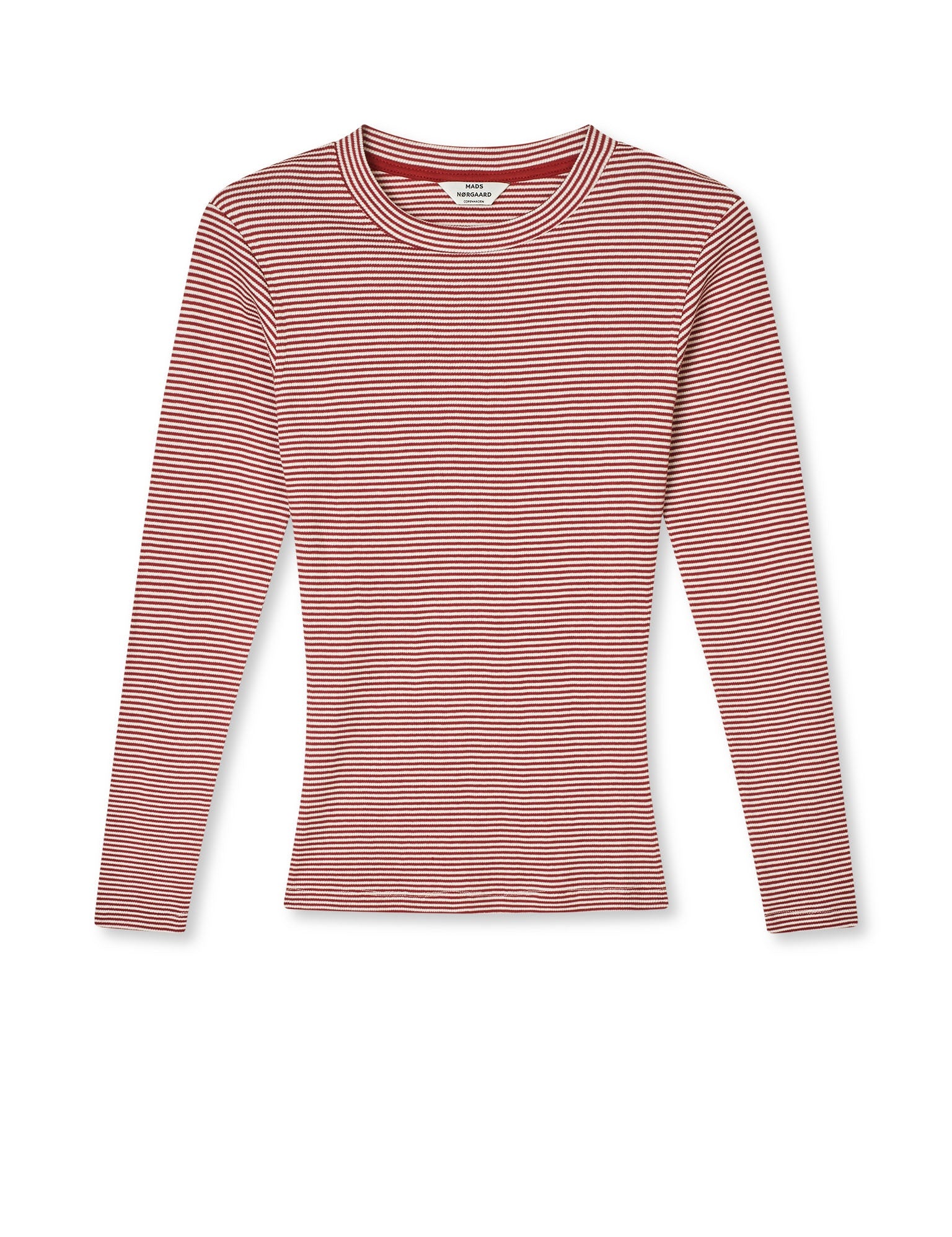 Mads Nørgaard / 2x2 Cotton Stripe Tuba Tee LS / Winery/Vanilla Ice