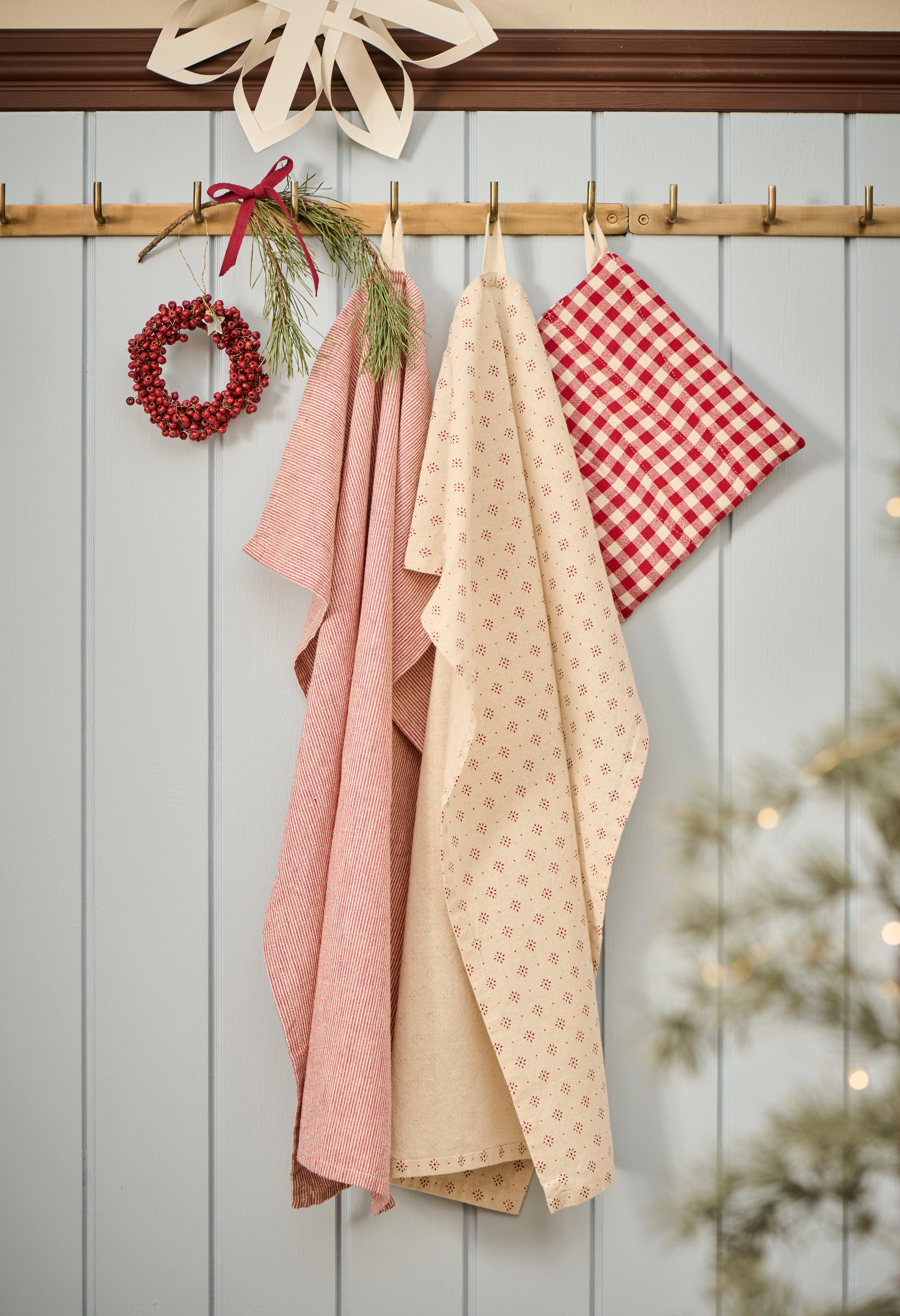 Ib Laursen / Topflappen Asta rot m/kleinen naturfarbigen Karos