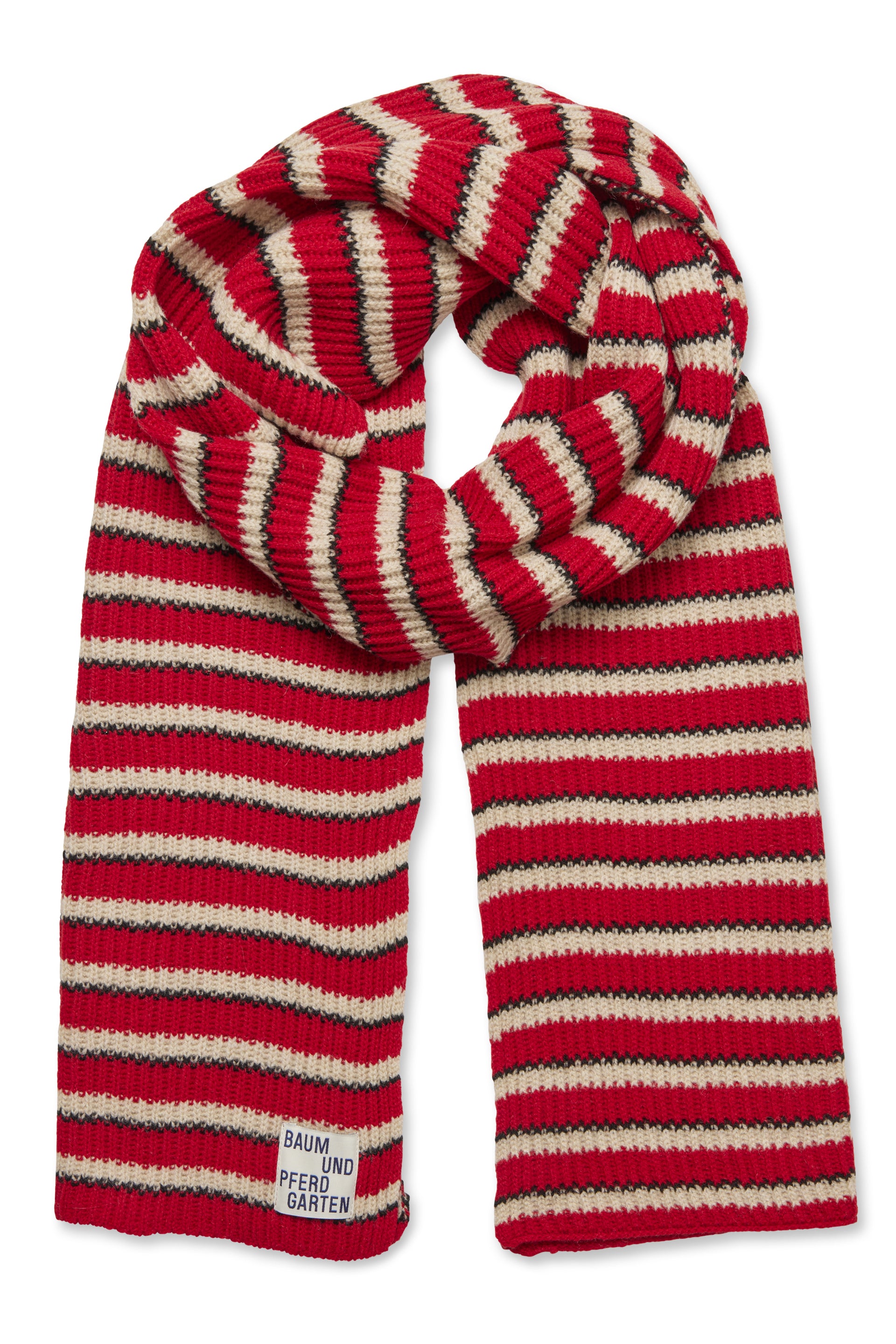 Baum und Pferdgarten / LEORA Scarf / Crimson Red Stripe