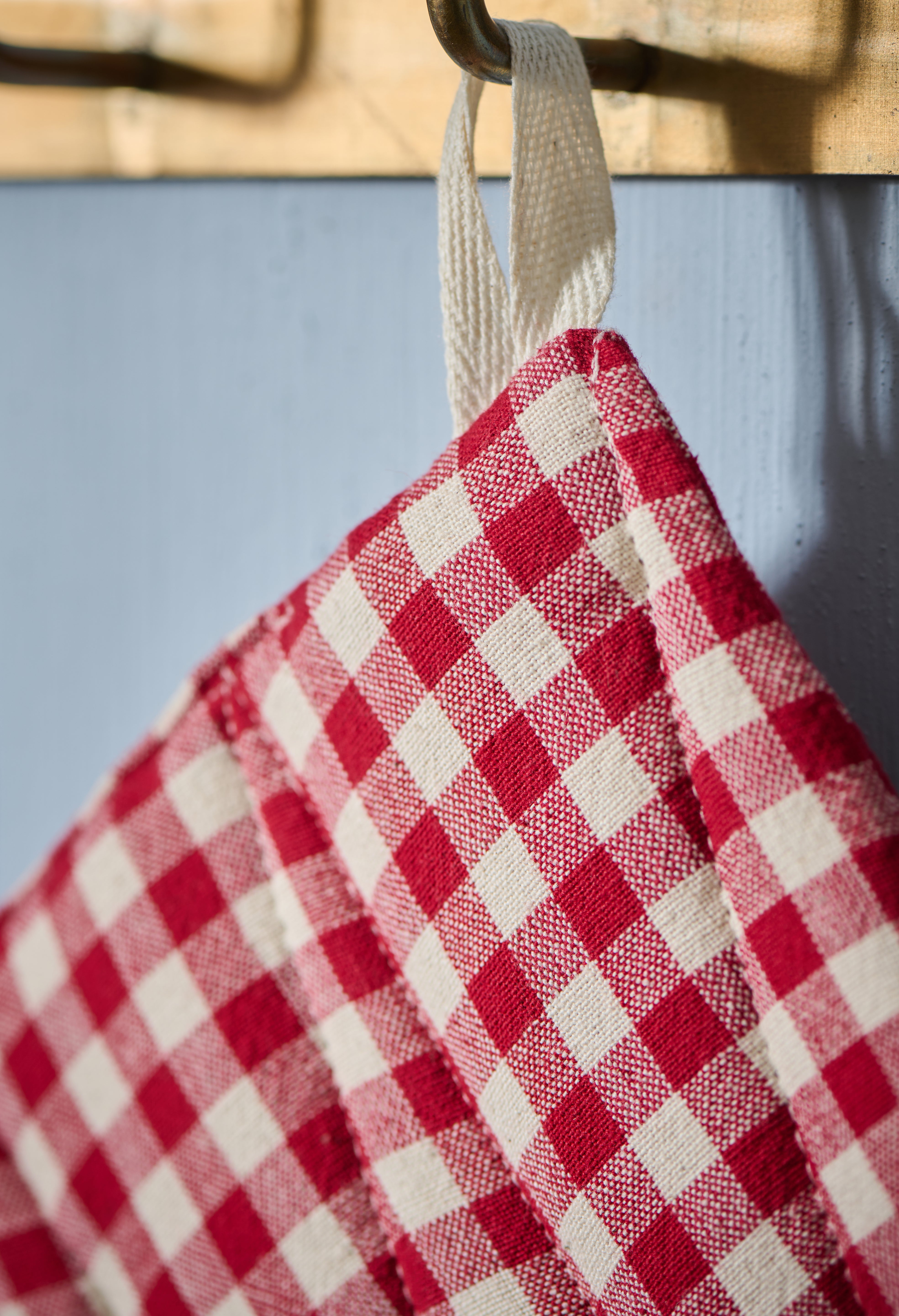 Ib Laursen / Topflappen Asta rot m/kleinen naturfarbigen Karos