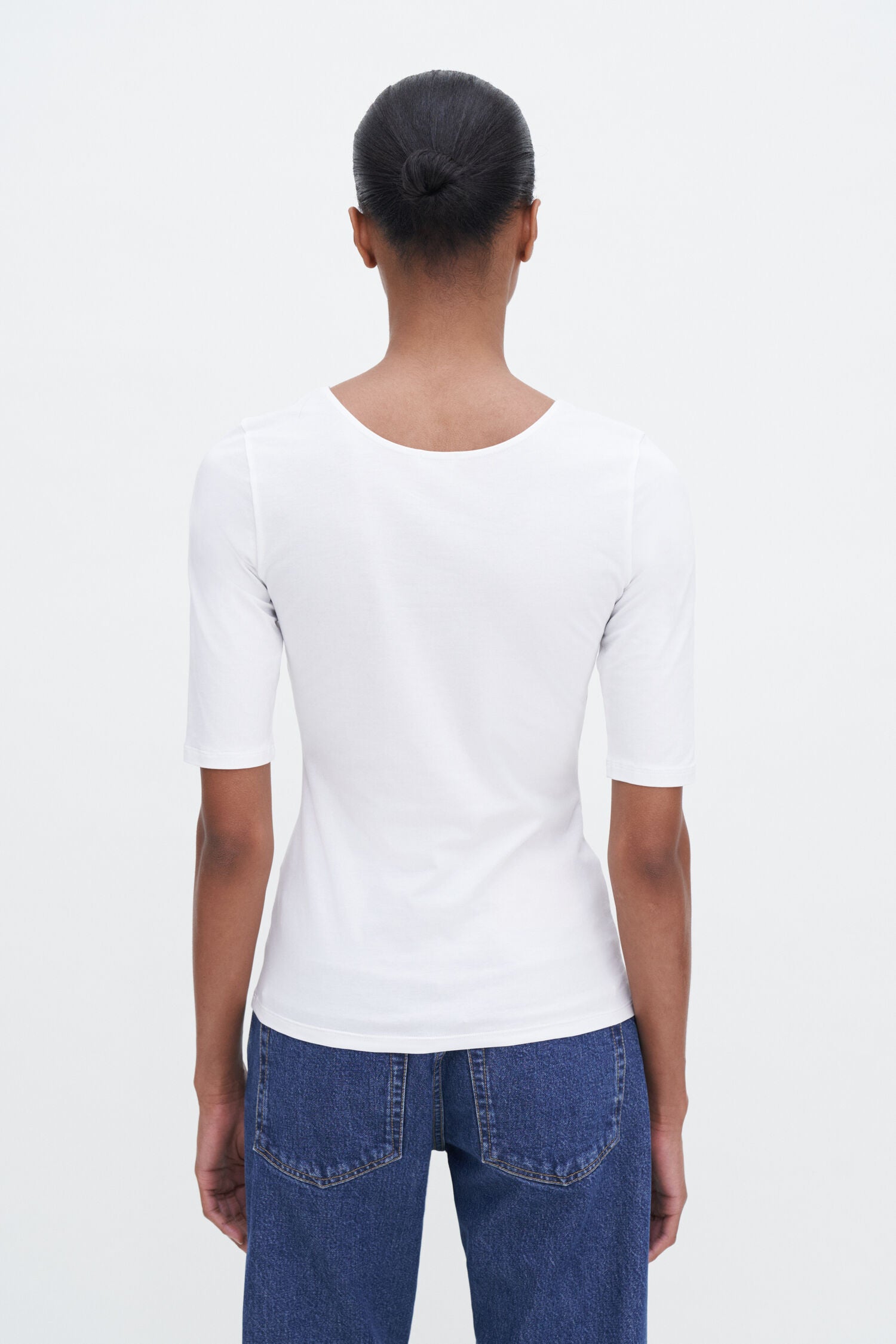 Filippa K / Cotton Stretch Scoop Neck Top / White