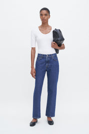 Filippa K / Cotton Stretch Scoop Neck Top / White