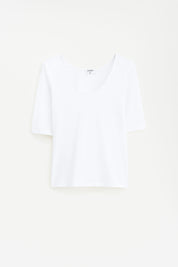 Filippa K / Cotton Stretch Scoop Neck Top / White