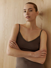Rosemunde / Silk Strap Top W/ Elastic Band / Falcon