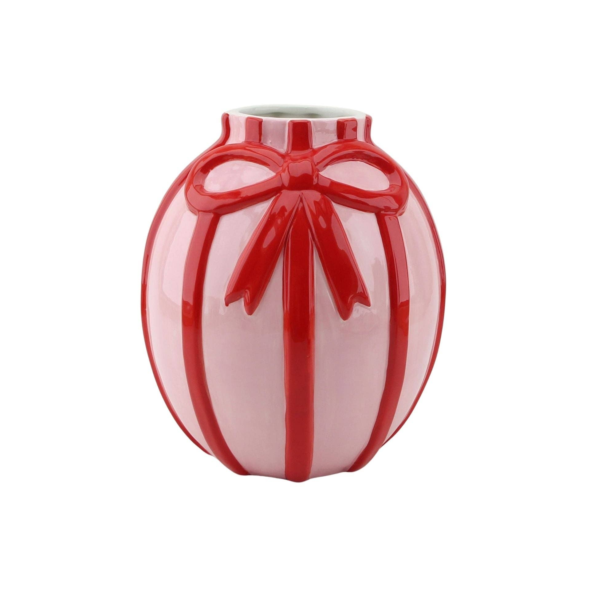 Vase - Blumenvase Band - Dolomit - Hellrosa/Rot - 17x17x17,5cm
