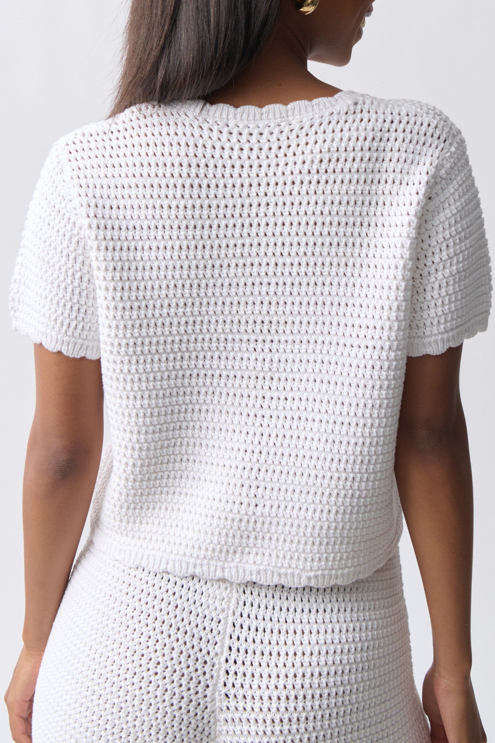 Gina Tricot / Knitted crochet cardigan / Bright white (1028)