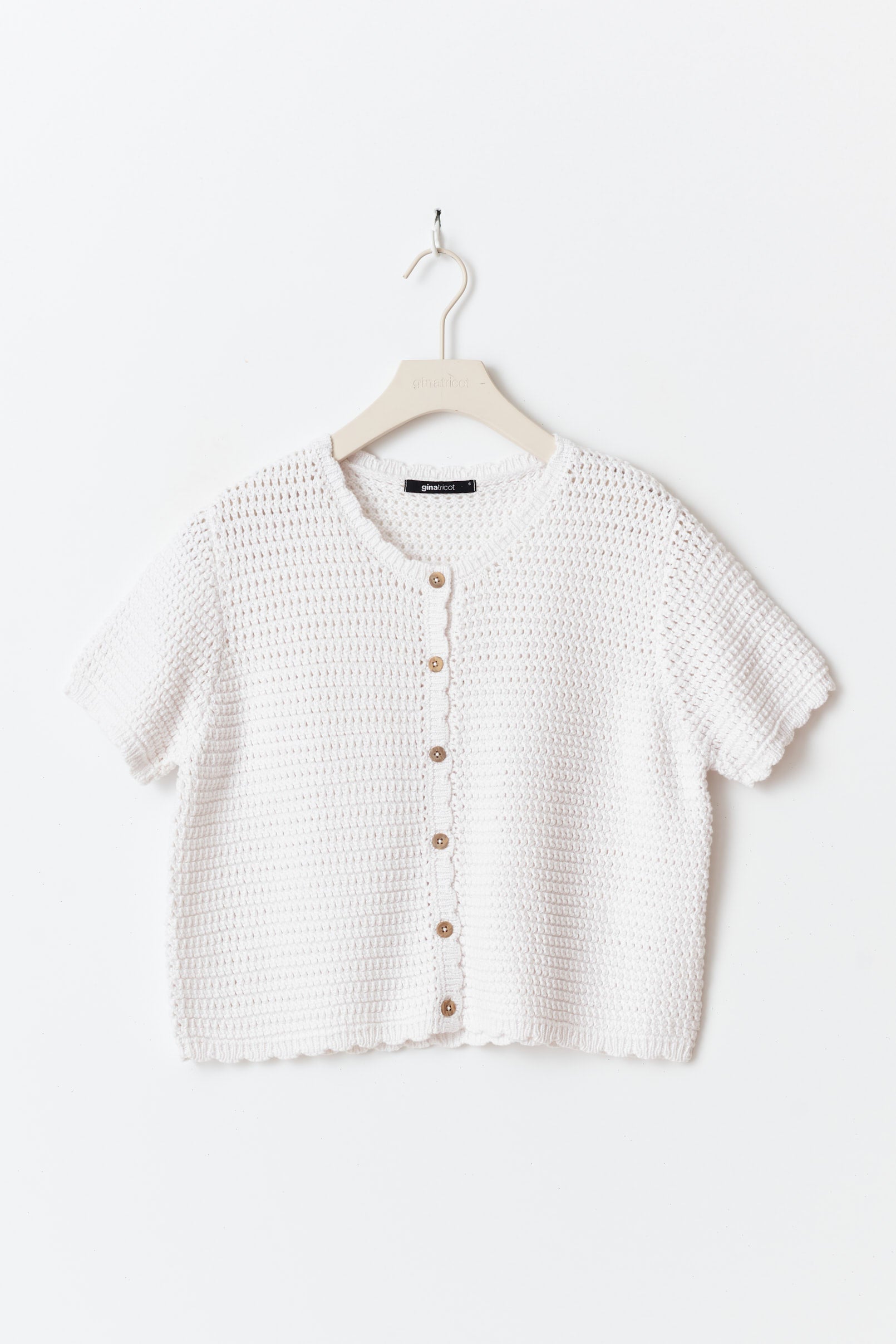 Gina Tricot / Knitted crochet cardigan / Bright white (1028)