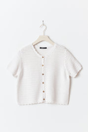 Gina Tricot / Knitted crochet cardigan / Bright white (1028)