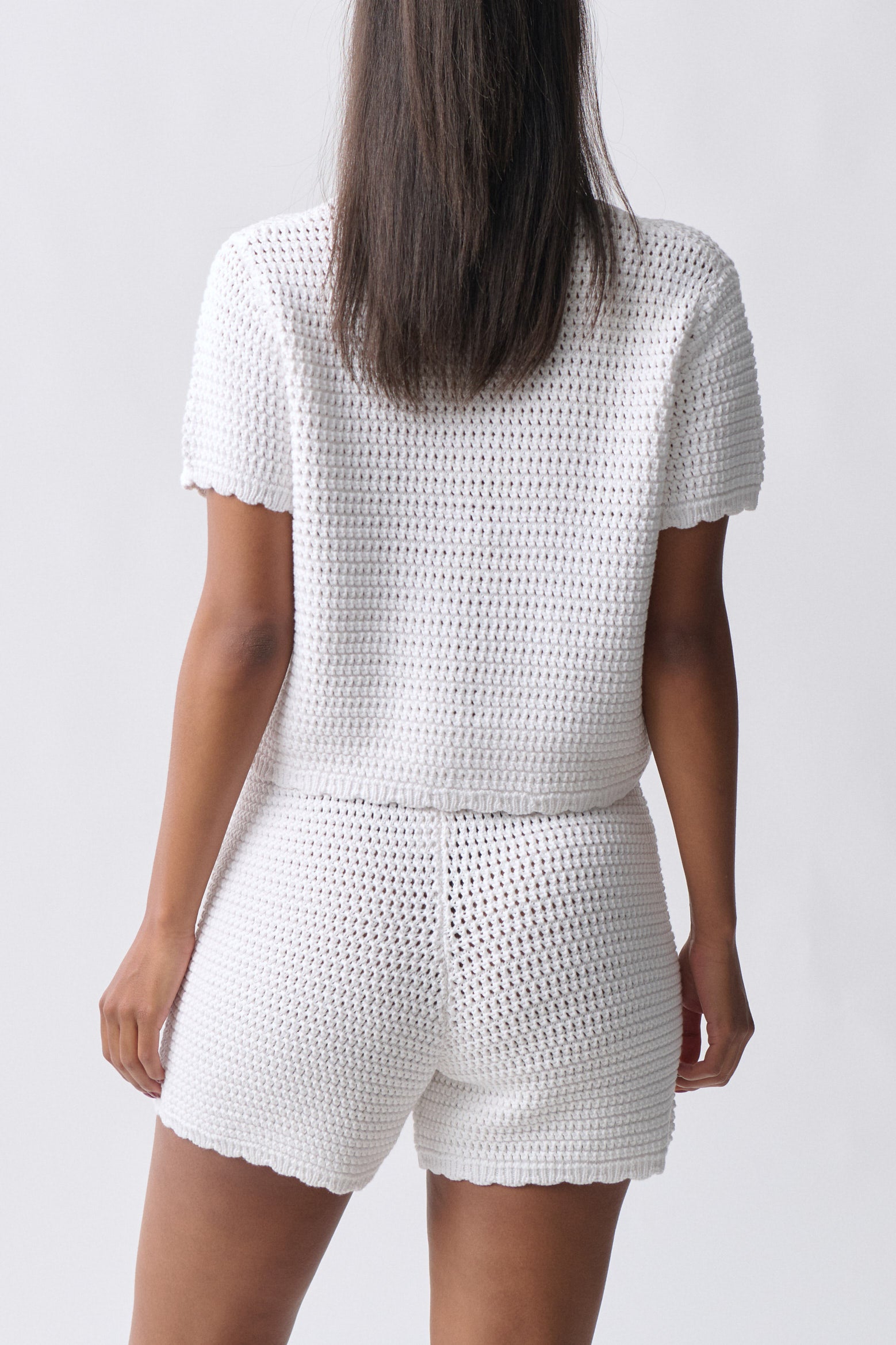 Gina Tricot / Knitted crochet cardigan / Bright white (1028)