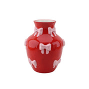 Vase - Blumenvase Bänder - Dolomit - Rot/Rosa - 14x14x19cm