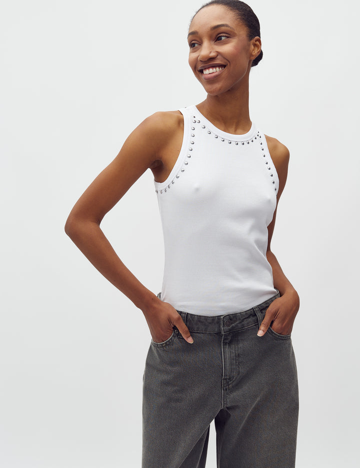 MbyM / Jaxson-M Evelyn Stud Top / T-shirt / White