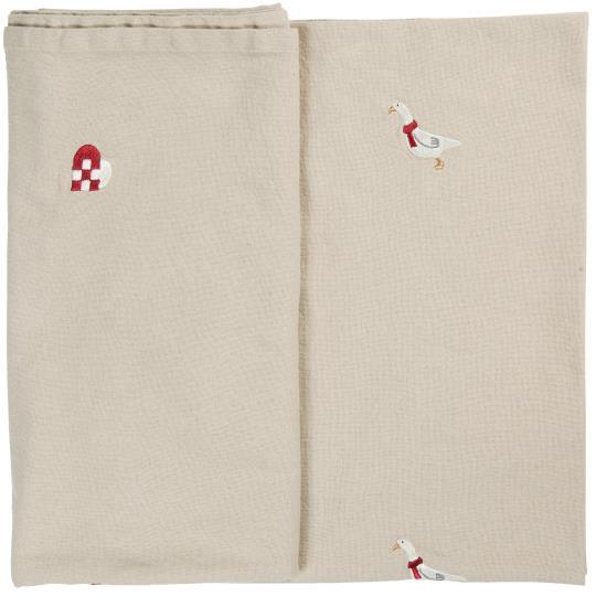 Ib Laursen / Tischdecke Tradition quadratisch m/aufgestickten Weihnachtsmotiven leinenfarbig