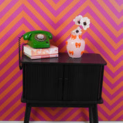 Vase - Blumenvase Bänder - Dolomit - Pink/Orange - 14x14x19cm