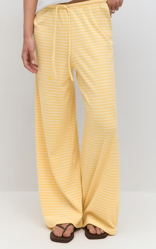 Gina Tricot / Striped soft trousers / White/Yellow