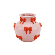 Vase - Blumenvase Bänder - Dolomit - Pink/Orange - 14,5x14,5x13cm