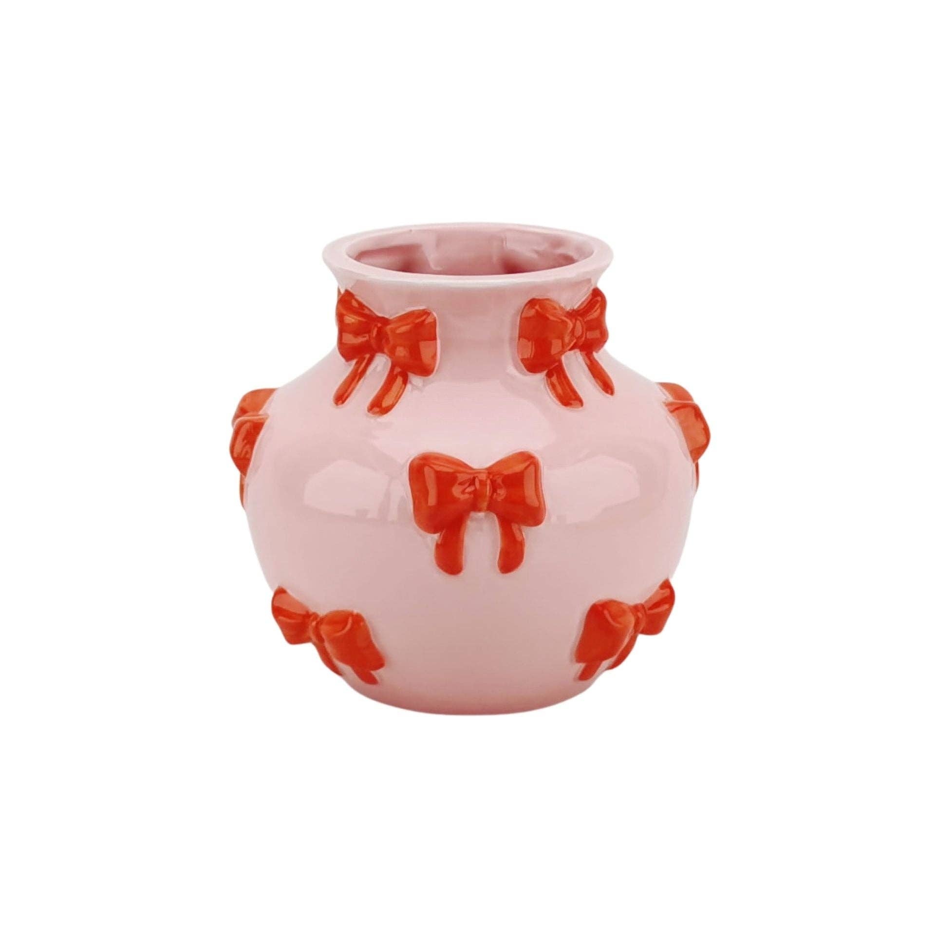 Vase - Blumenvase Bänder - Dolomit - Pink/Orange - 14,5x14,5x13cm