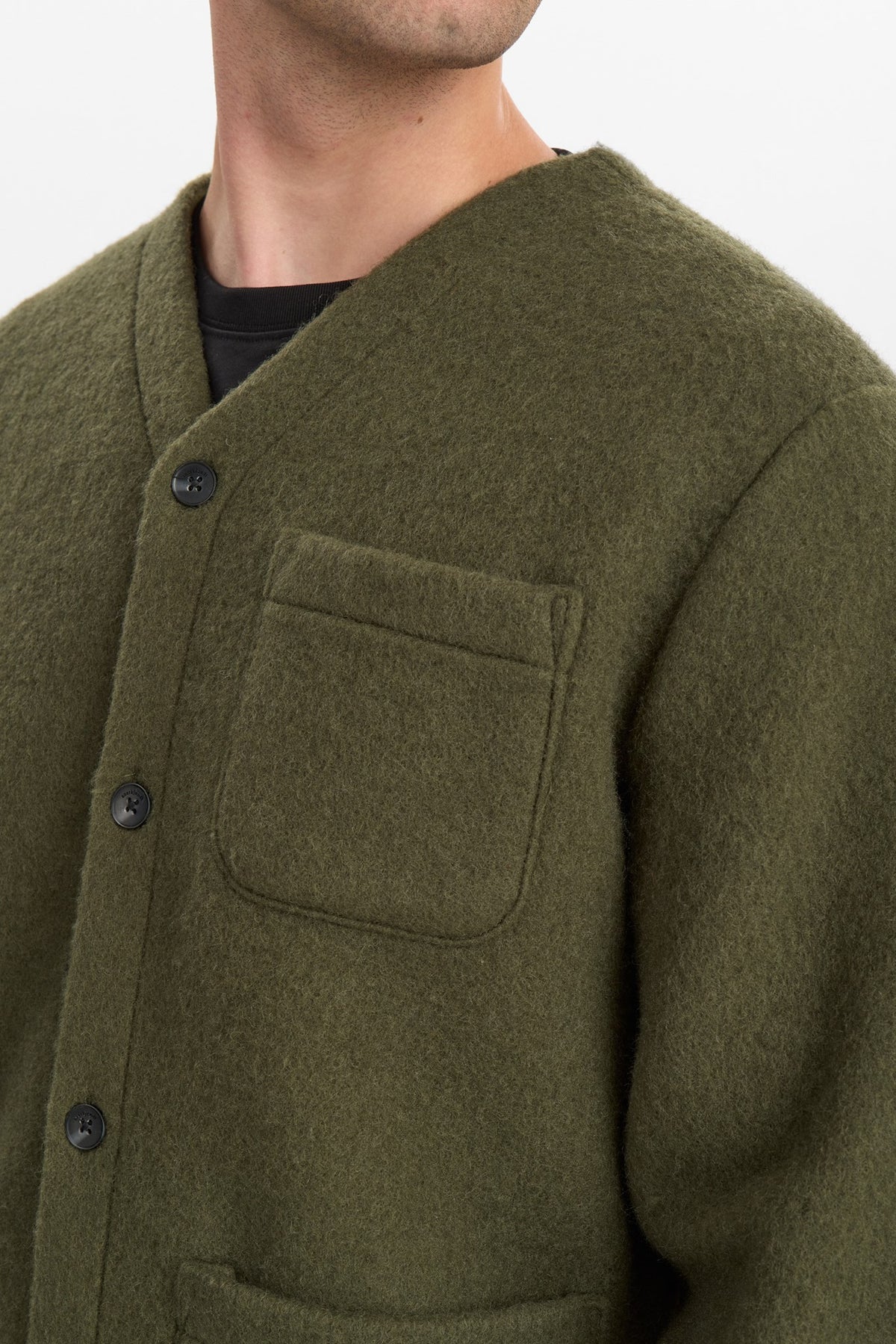 Anerkjendt / AKSIGURD BOILED WOOL OVERSHIRT / Forest night