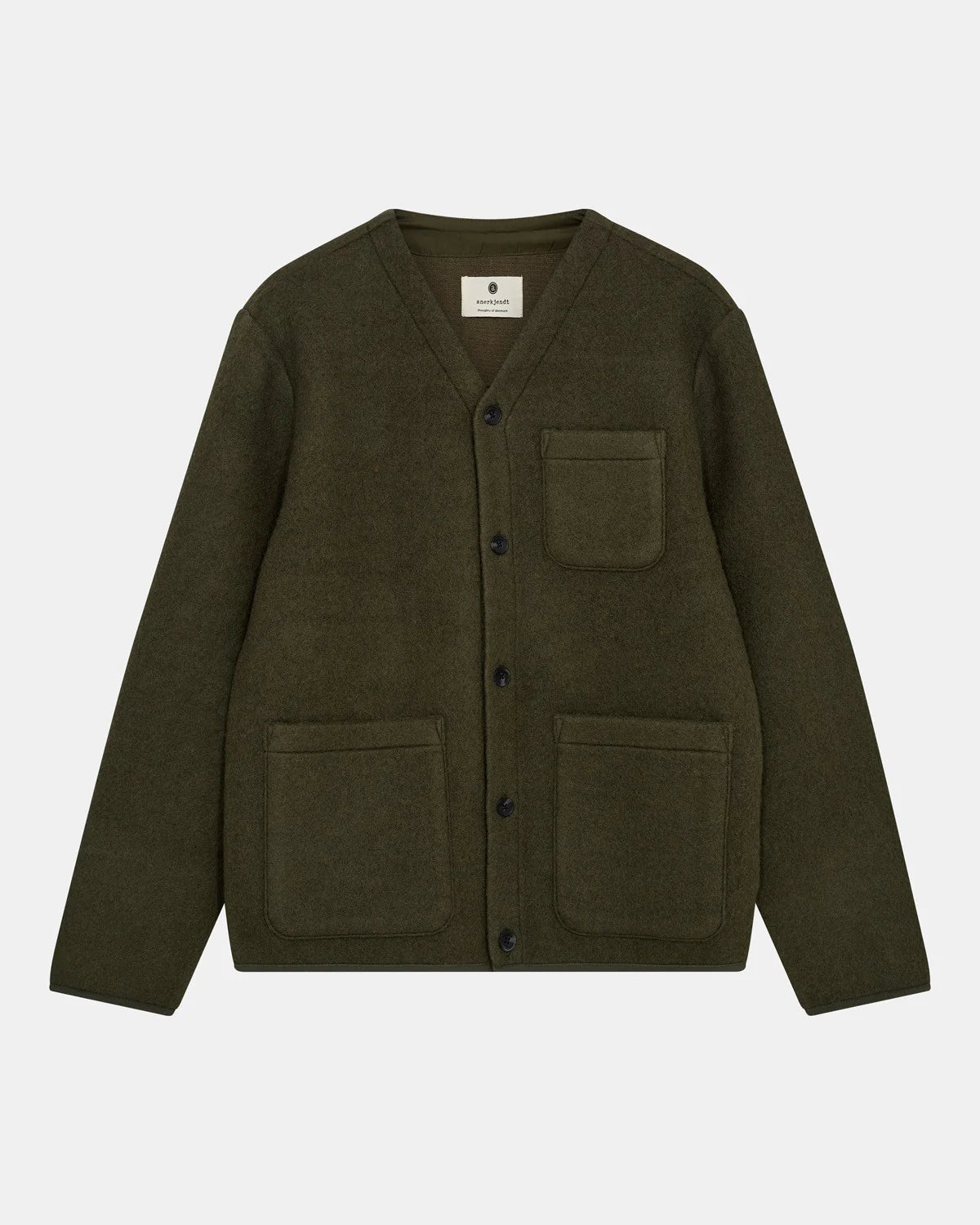 Anerkjendt / AKSIGURD BOILED WOOL OVERSHIRT / Forest night
