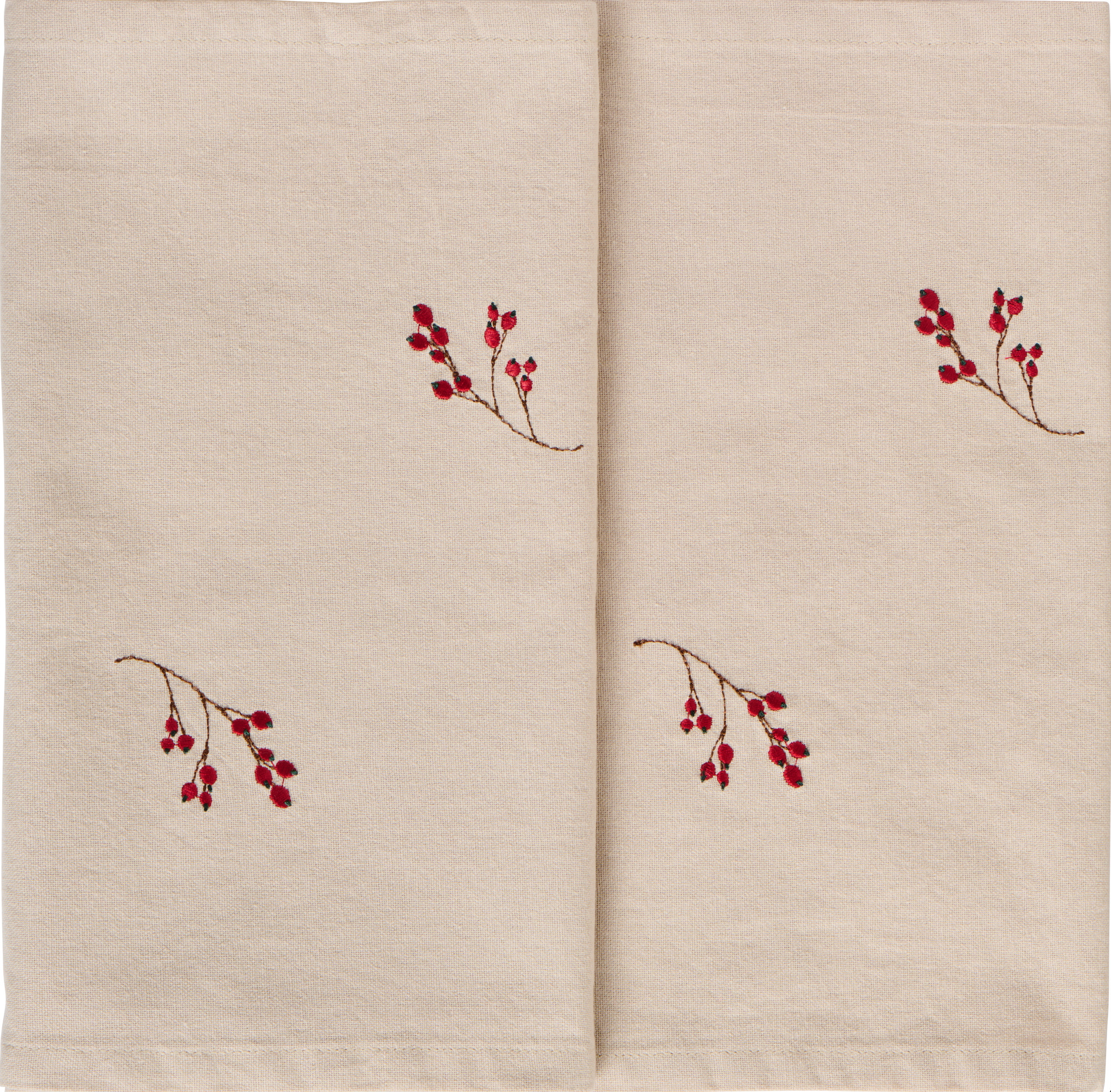 Ib Laursen / Tischläufer Tradition m/Winterbeerzweigen leinenfarbig