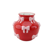 Vase - Blumenvase Bänder - Dolomit - Rot/Rosa - 14,5x14,5x13cm