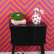 Vase - Blumenvase Herzen - Dolomit - Weiß/Rot - 16x16x17,5cm