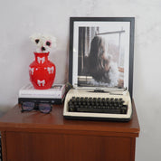 Vase - Blumenvase Bänder - Dolomit - Rot/Rosa - 14x14x19cm