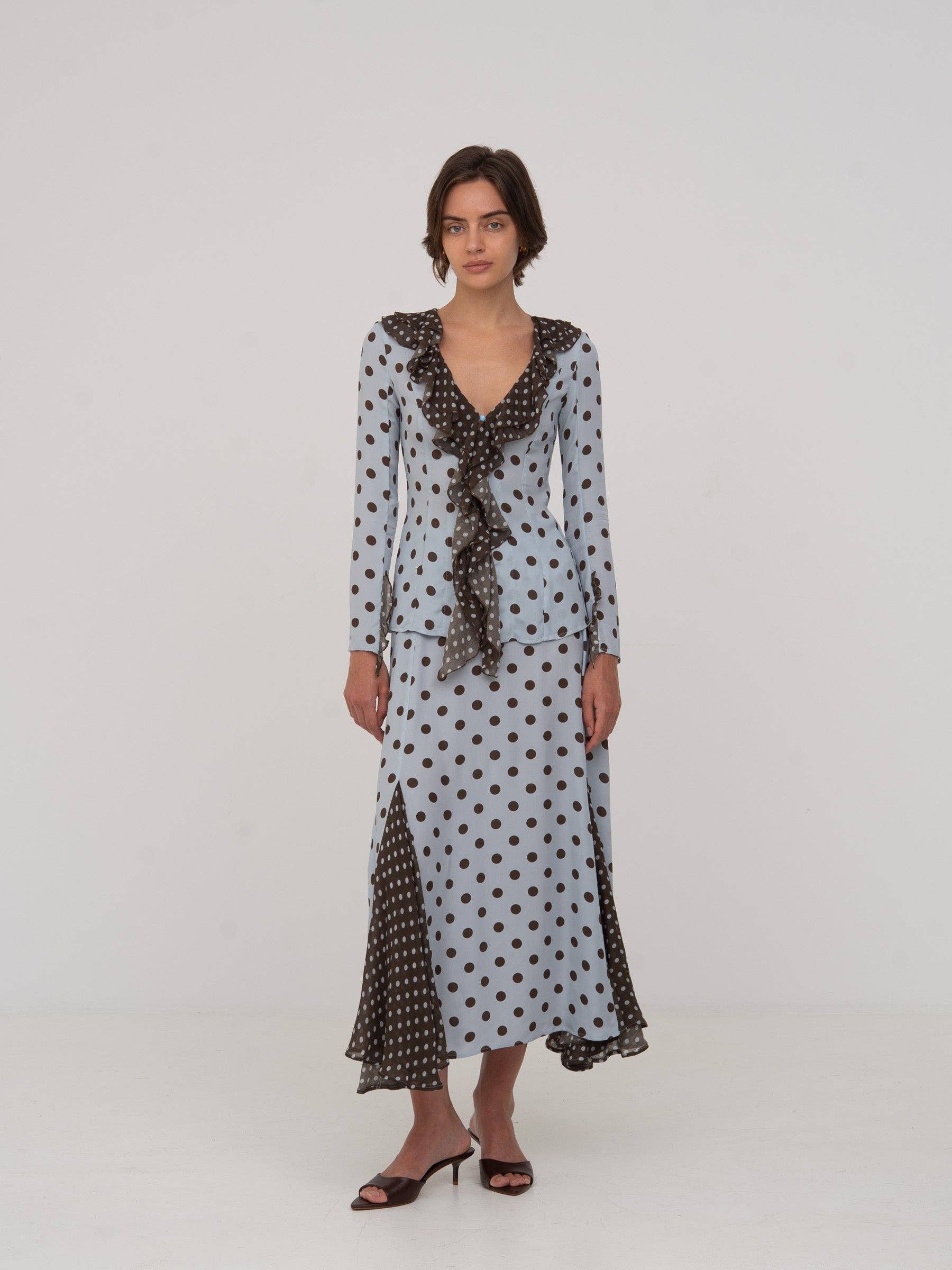 Carmen Say, New Blue Polka Dot Skirt