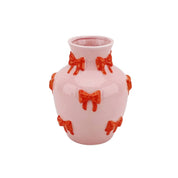 Vase - Blumenvase Bänder - Dolomit - Pink/Orange - 14x14x19cm