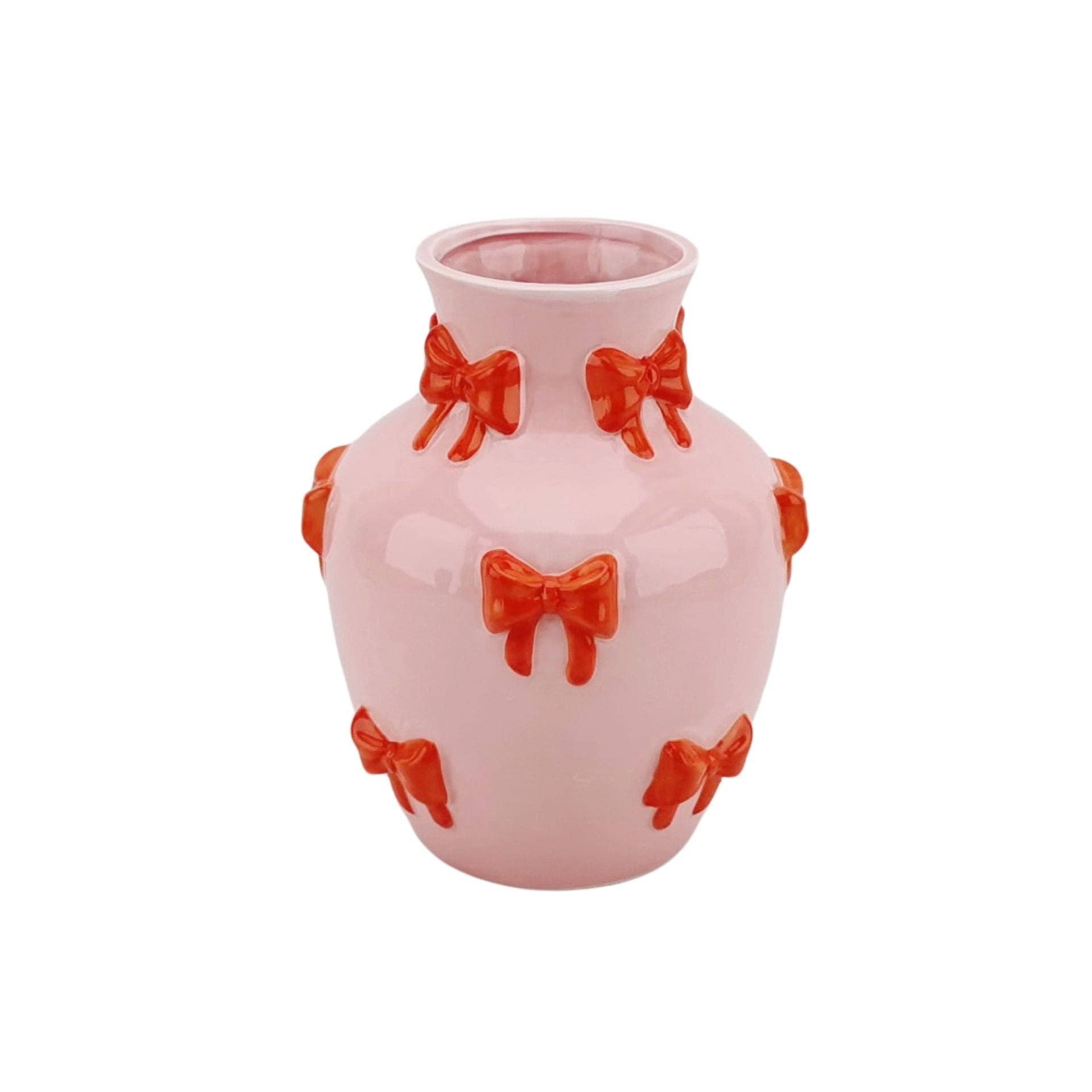 Vase - Blumenvase Bänder - Dolomit - Pink/Orange - 14x14x19cm