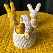 Korb Mini-Ostern - Weiß 6x6cm + Griff, handgehäkelt