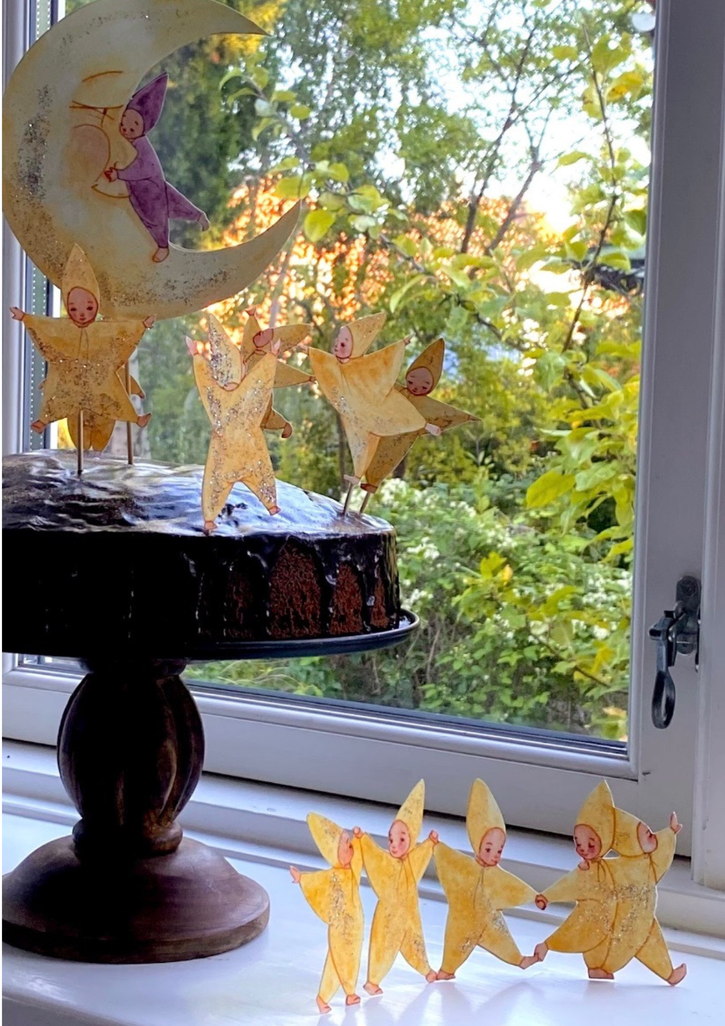 Tanzende Sternenkinder Scherenschnitt