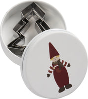Ib Laursen / Dose m/3 Tannenbaum-Keksausstechern, Wichtelmännchen auf Deckel