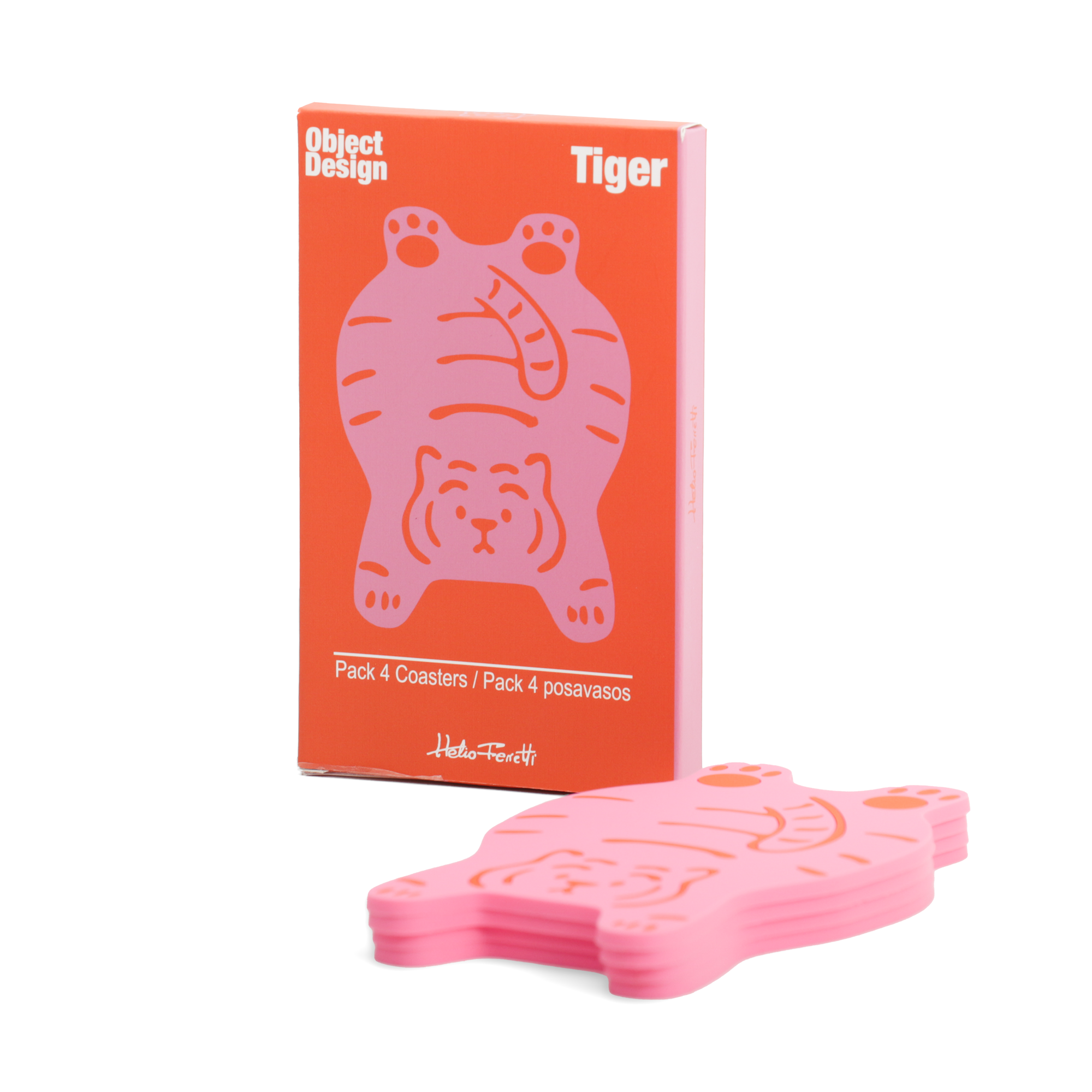 PACKUNG MIT 4 ROSA TIGER-UNTERSETZERN HF
