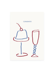Postkarte 'Congrats!' Gläser (Risographie) | Geburtstag
