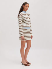 Edited / Ida Cardigan striped / Stripes: Egret and Cub