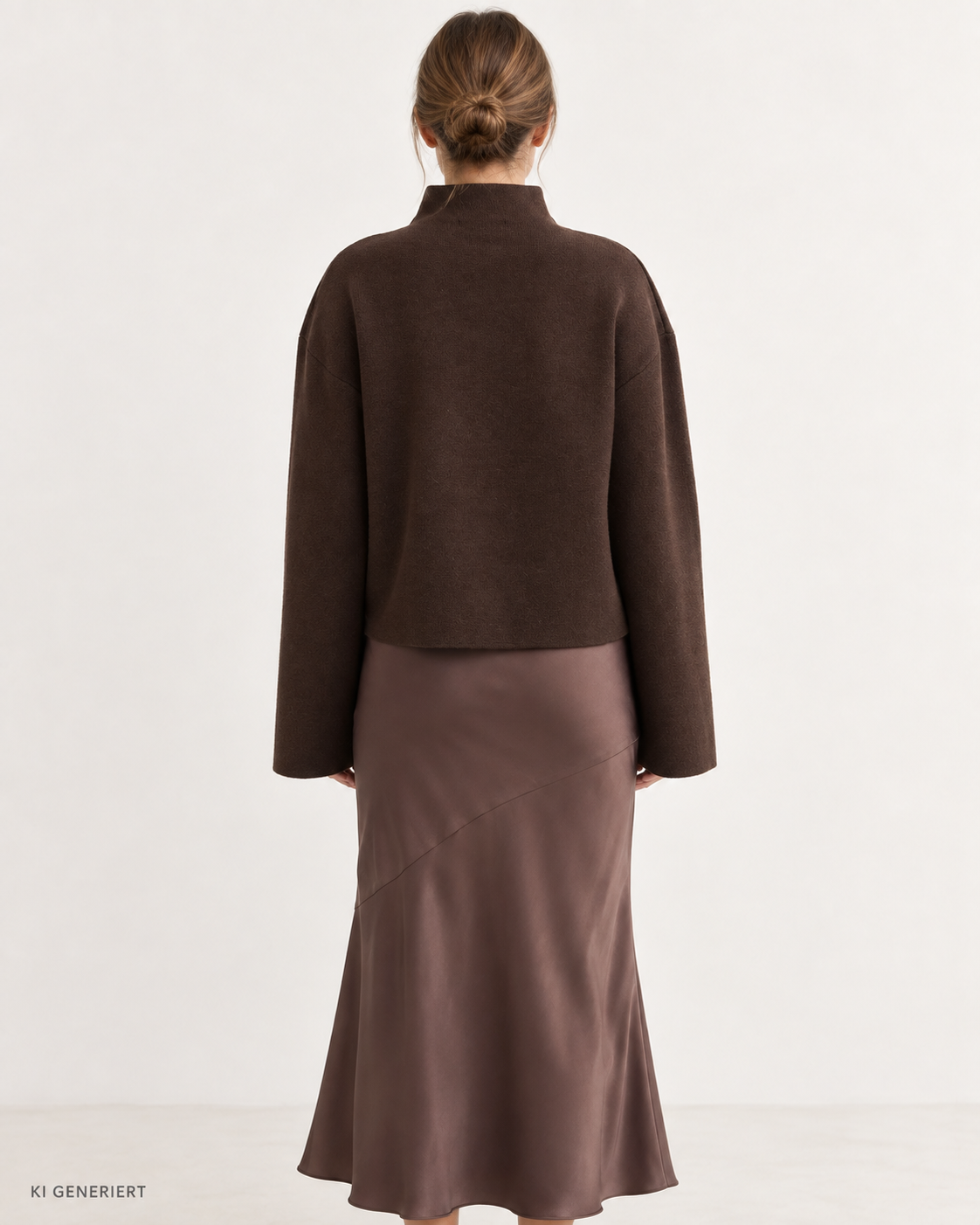 Gina Tricot / Funnel neck knitted sweater / Chocolate brown (7085)
