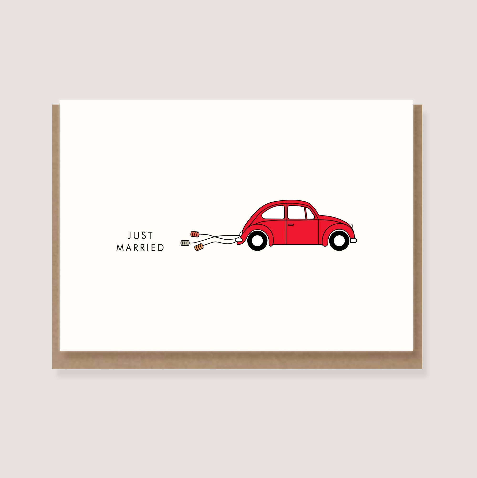 LØTTEBOM - Klappkarte - "Käfer mit Dosen - Just married"