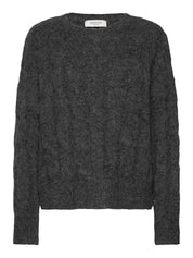 Rosemunde / RWTulip Wool Blend LS Oversize Cable Knit Pullover / medium grey melange