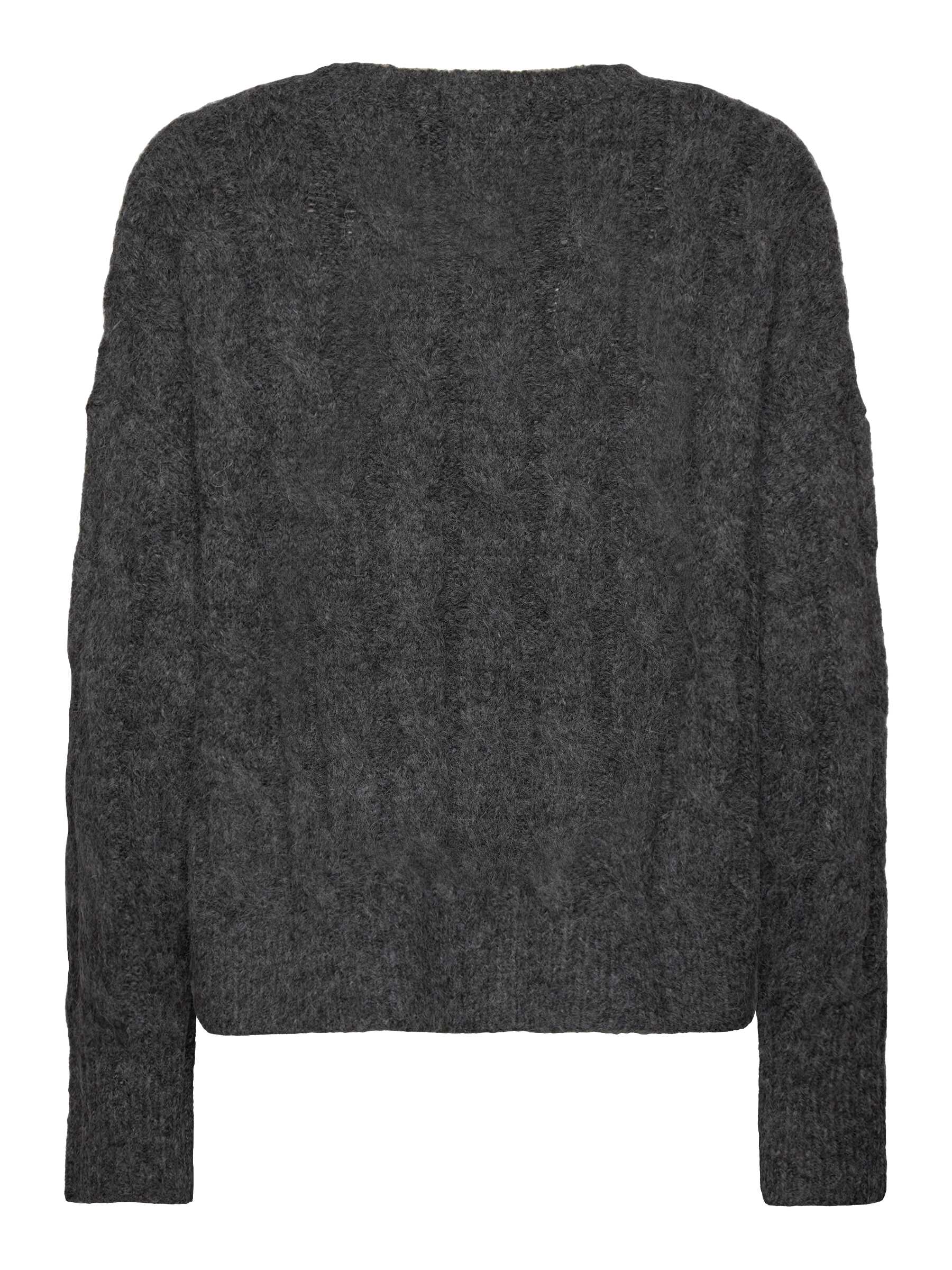 Rosemunde / RWTulip Wool Blend LS Oversize Cable Knit Pullover / medium grey melange