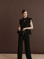 Rosemunde / RBRemi Medium Clutch / black silver