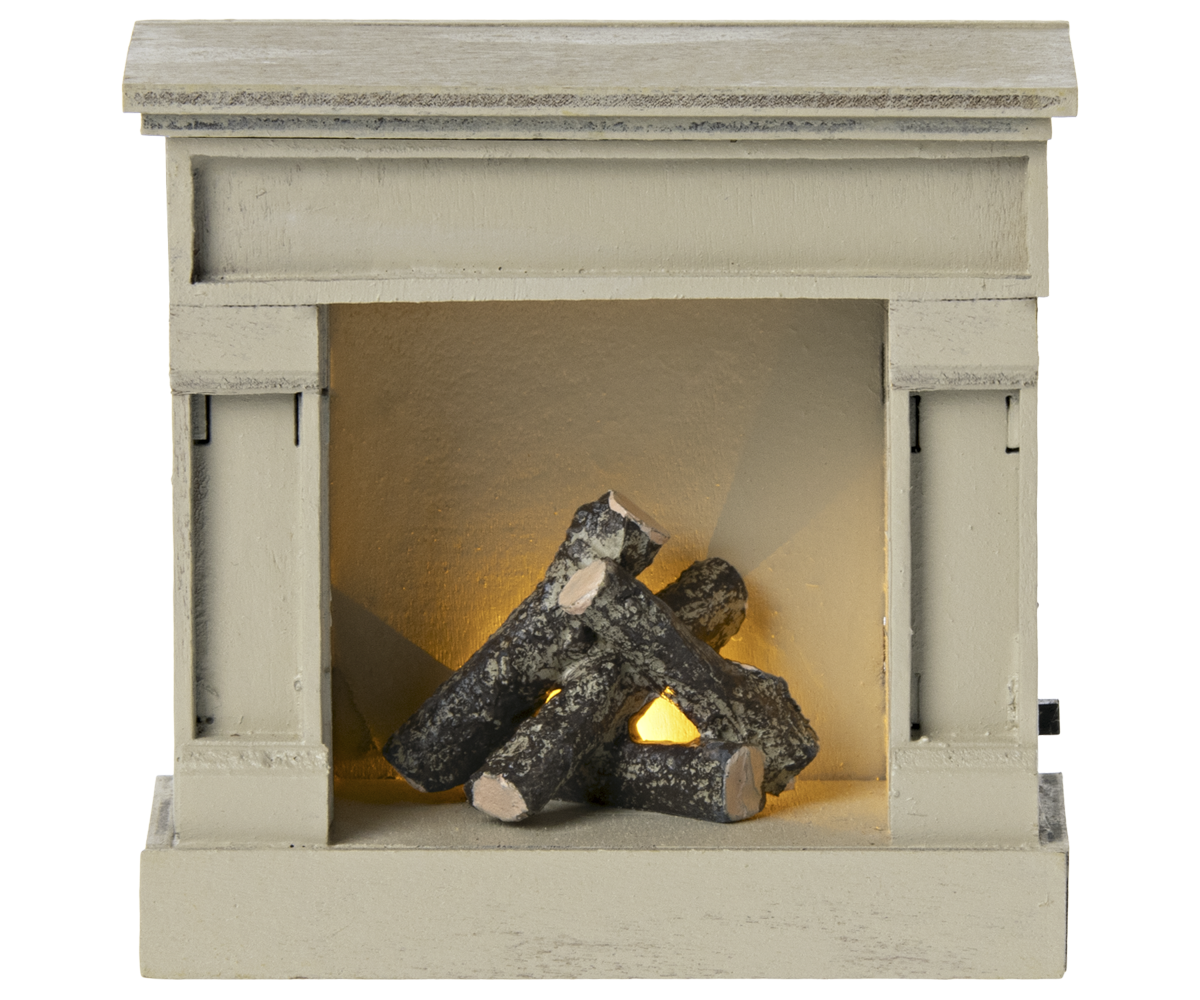 Maileg / Kamin, Maus - Offwhite