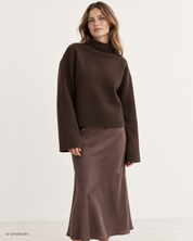 Gina Tricot / Funnel neck knitted sweater / Chocolate brown (7085)