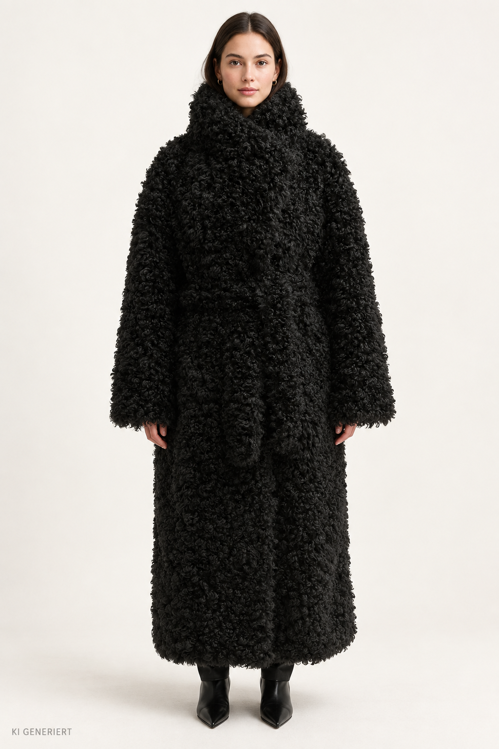 Gina Tricot / Faux fur high neck coat / Black (9000)