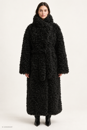 Gina Tricot / Faux fur high neck coat / Black (9000)